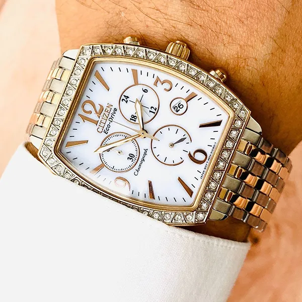 Đồng Hồ Nam Citizen Eco Drive Chronograph FB1276-59A Màu Vàng Bạc