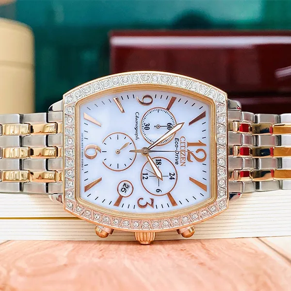 Đồng Hồ Nam Citizen Eco Drive Chronograph FB1276-59A Màu Vàng Bạc