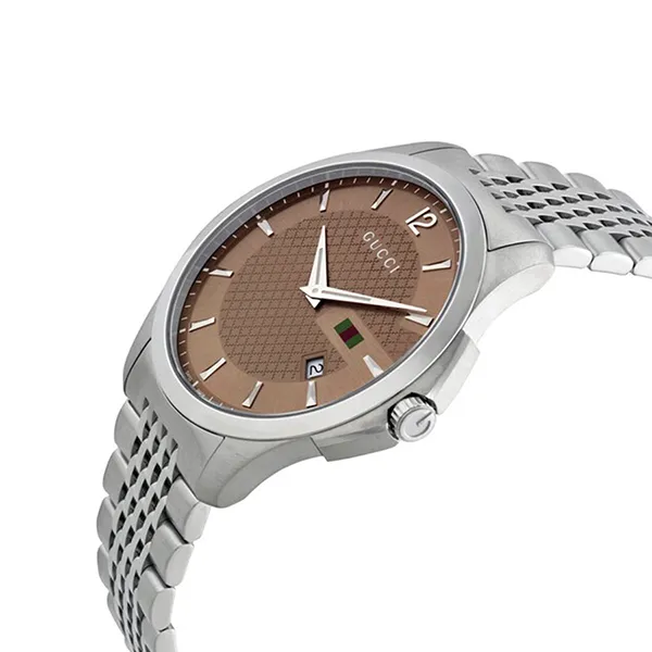 Đồng Hồ Nam Gucci G-Timeless Brown Dial Stainless Steel Mens Watch YA126310 Màu Bạc