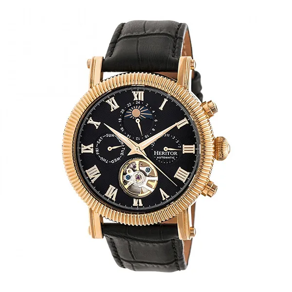 Đồng Hồ Nam Heritor Automatic Winston Semi-Skeleton HERHR5206 Màu Đen Vàng Hồng - Đồng hồ - Vua Hàng Hiệu