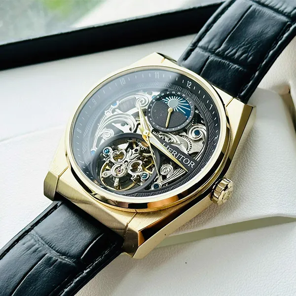 Đồng Hồ Nam Heritor Daxton Automatic HERHS3004 Màu Đen Vàng
