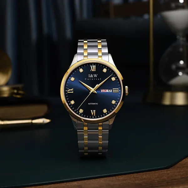 Đồng Hồ Nam I&W Carnival 555G2 Automatic Màu Xanh Bạc - Đồng hồ - Vua Hàng Hiệu