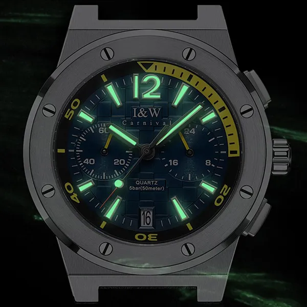 Đồng Hồ Nam I&W Carnival 605G1 Quartz Màu Xanh Bạc