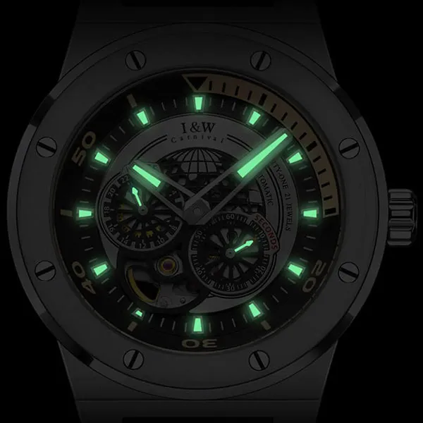 Đồng Hồ Nam I&W Carnival 619G1 Automatic Màu Bạc Phối Đỏ - Đồng hồ - Vua Hàng Hiệu