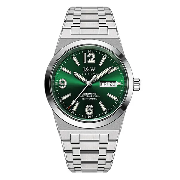 Đồng Hồ Nam I&W Carnival 730G2 Automatic Màu Bạc Phối Xanh Lá