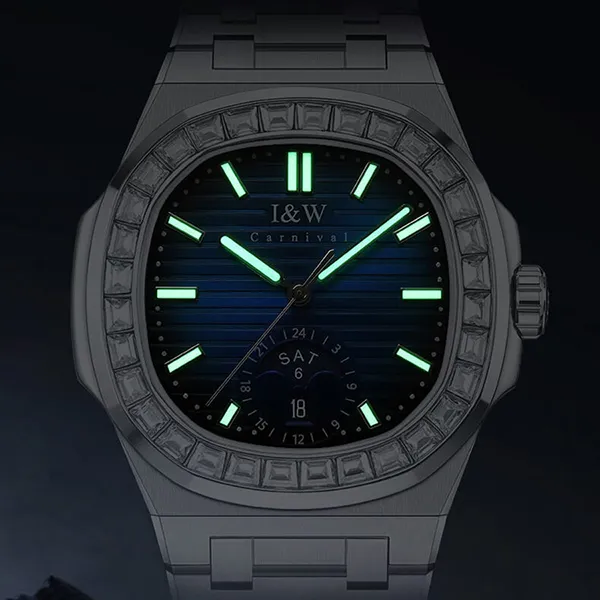 Đồng Hồ Nam I&W Carnival 735G1 Automatic Màu Xanh Bạc - Đồng hồ - Vua Hàng Hiệu