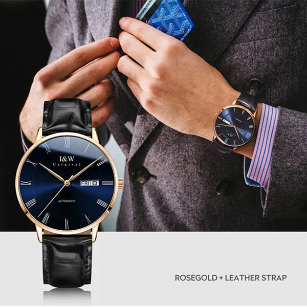 Đồng Hồ Nam I&W Carnival 8861G3 Automatic Màu Xanh Đen