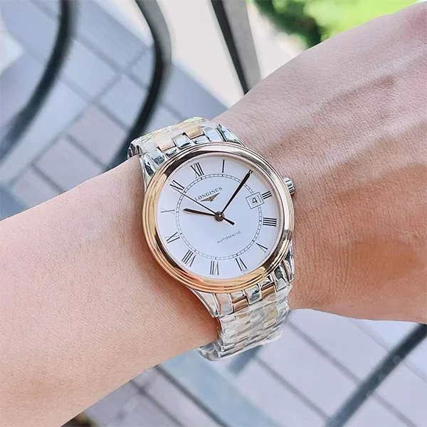 Đồng Hồ Nam Longines Flagship L4.974.3.91.7 Màu Bạc Vàng Hồng