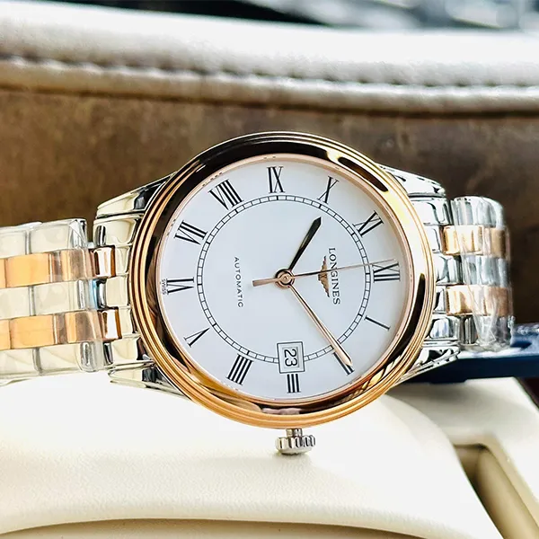 Đồng Hồ Nam Longines Flagship L4.974.3.91.7 Màu Bạc Vàng Hồng