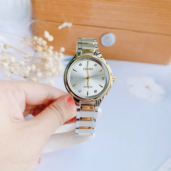 Đồng Hồ Nữ Citizen Eco-Drive Corso Diamond FE2104-50A Màu Bạc Vàng - Đồng hồ - Vua Hàng Hiệu
