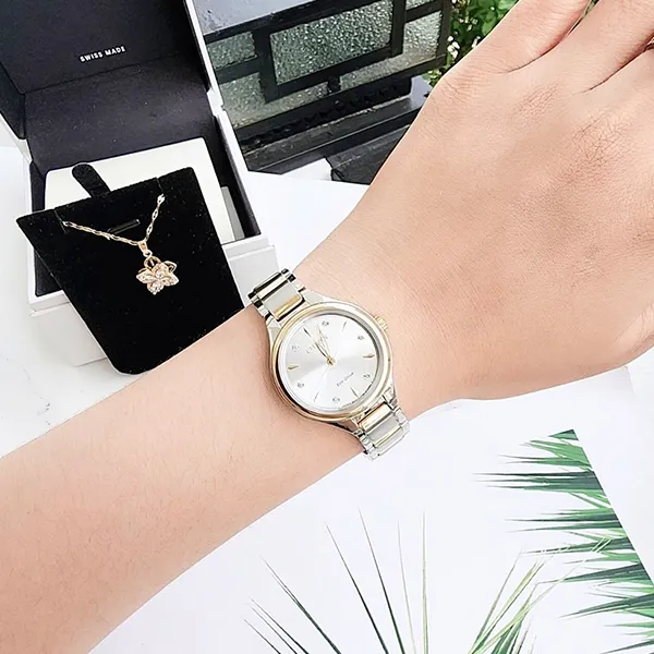 Đồng Hồ Nữ Citizen Eco-Drive Corso Diamond FE2104-50A Màu Bạc Vàng - Đồng hồ - Vua Hàng Hiệu