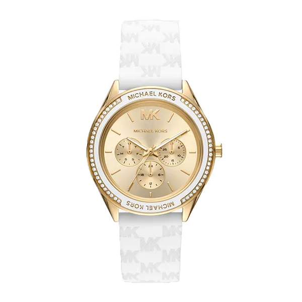 Đồng Hồ Nữ Michael Kors Oversized Jessa Silver-Tone And Embossed Silicone Watch MK7267 Màu Trắng