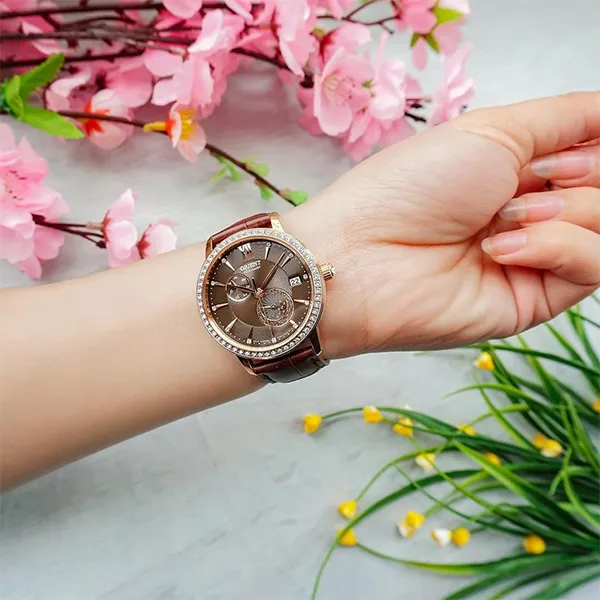 Đồng Hồ Nữ Orient Automatic Ladies RA-AK0005Y10B Màu Nâu Vàng