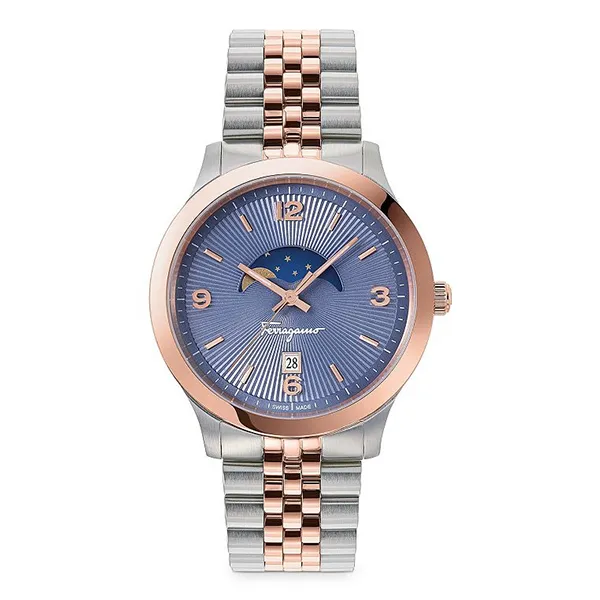 Đồng Hồ Nữ Salvatore Ferragamo Duo Moonphase 28mm SFMN00322 Màu Xanh Vàng Hồng