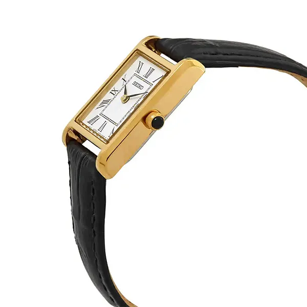 Đồng Hồ Nữ Seiko Quartz White Dial Black Leather Ladies Watch SWR054 Màu Đen Vàng - Đồng hồ - Vua Hàng Hiệu