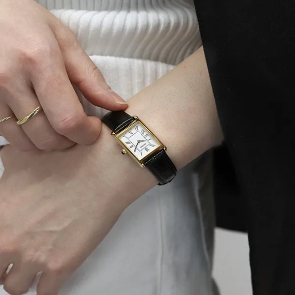 Đồng Hồ Nữ Seiko Quartz White Dial Black Leather Ladies Watch SWR054 Màu Đen Vàng - Đồng hồ - Vua Hàng Hiệu