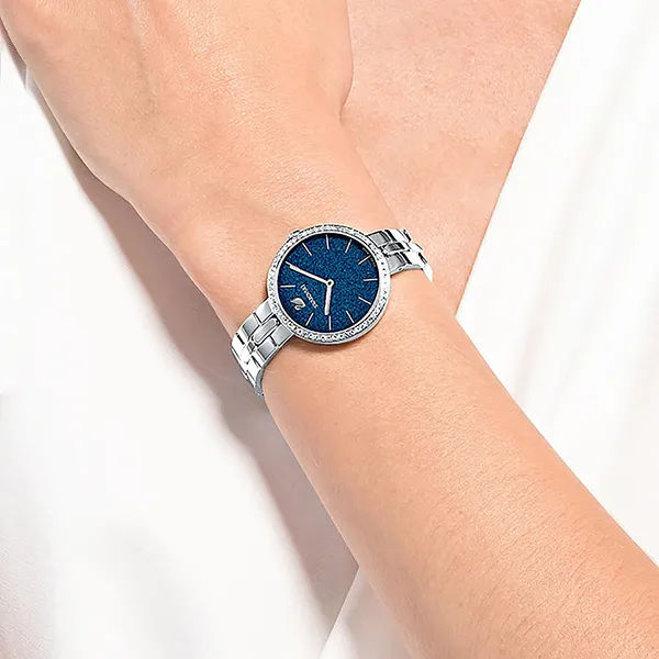 Đồng Hồ Nữ Swarovski Cosmopolitan Watch Swiss Made, Metal Bracelet, Blue, Stainless Steel 5517790 Màu Xanh Bạc