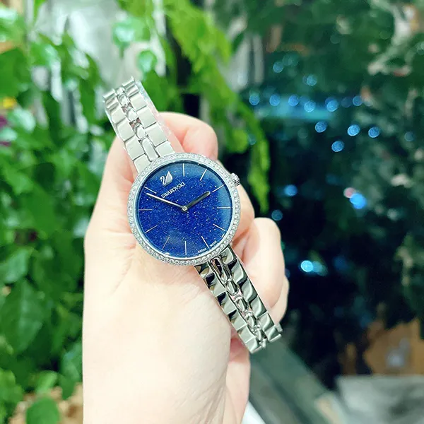 Đồng Hồ Nữ Swarovski Cosmopolitan Watch Swiss Made, Metal Bracelet, Blue, Stainless Steel 5517790 Màu Xanh Bạc