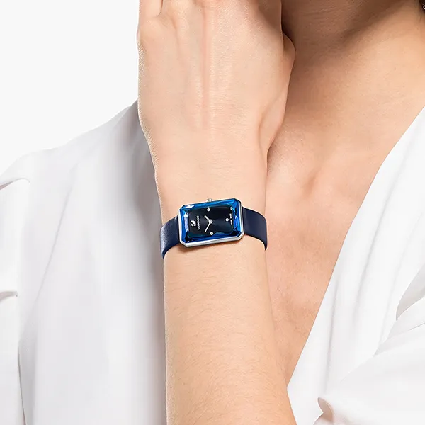 Đồng Hồ Nữ Swarovski Uptown Watch Swiss Made, Leather Strap, Blue, Stainless Steel 5547713 Màu Xanh Dương