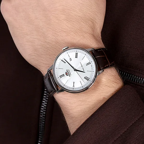 Đồng Hồ Nam Orient Classic Automatic Silver Dial Men's Watch RA-AC0J06S10B Màu Nâu Bạc