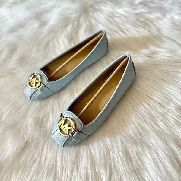 Giày Bệt Nữ Michael Kors MK Fulton Moc Flat Shoes 49S3FUFR1L Màu Xanh Blue Size 7