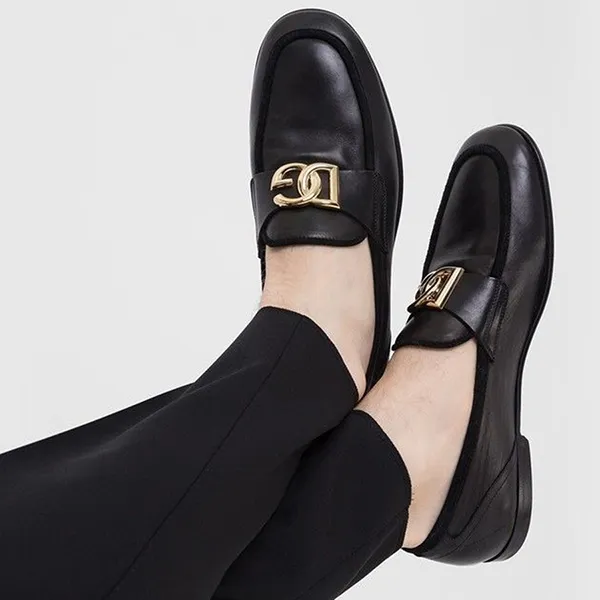 Giày Lười Nam Dolce & Gabbana D&G Tag Logo A50462AQ99380999 Màu Đen Size 42.5