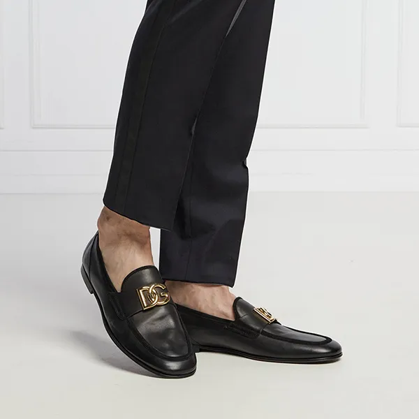 Giày Lười Nam Dolce & Gabbana D&G Tag Logo A50462AQ99380999 Màu Đen Size 42.5