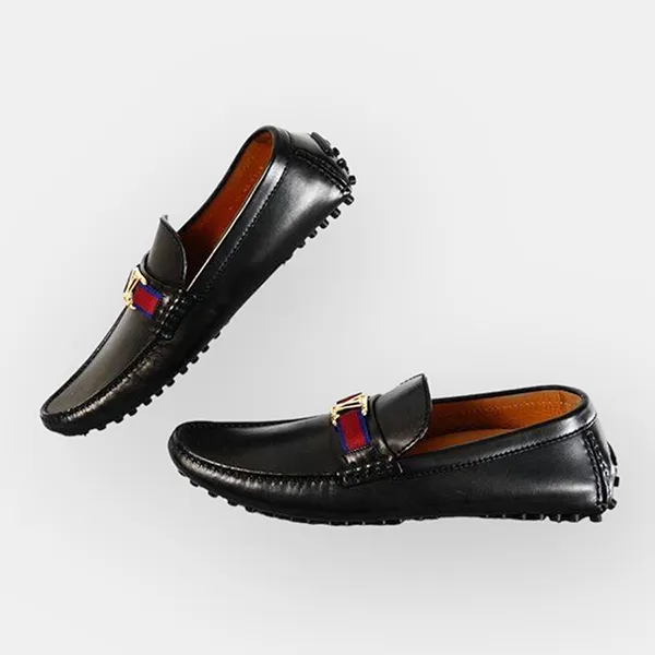 Giày Lười Nam Louis Vuitton Vạch Đỏ LV2905 Màu Đen Size 7.5