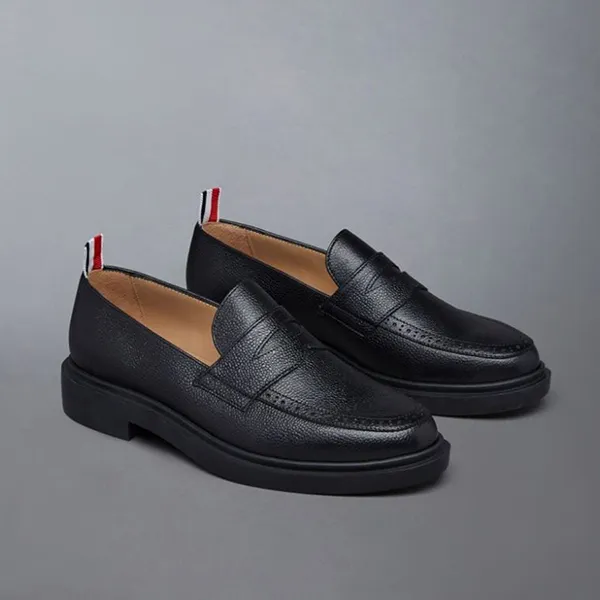 Giày Lười Nam Thom Browne Classic Pebble Grain Leather Penny Loafer Màu Đen Size 41.5