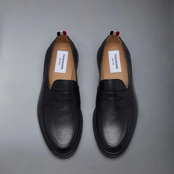 Giày Lười Nam Thom Browne Classic Pebble Grain Leather Penny Loafer Màu Đen Size 41.5