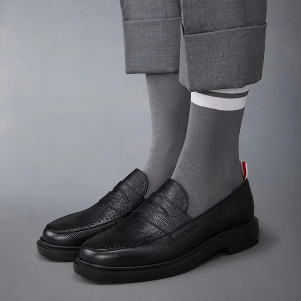 Giày Lười Nam Thom Browne Classic Pebble Grain Leather Penny Loafer Màu Đen Size 41.5