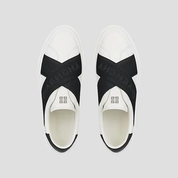 Giày Slip On Nam Givenchy White Leather With Double Webbing Strap Highlights BH0096H1HD/116 Màu Đen Trắng Size 39 - Giày - Vua Hàng Hiệu