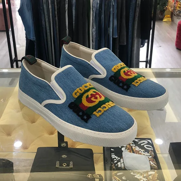 Giày Slip On Nam Gucci GC155 Màu Xanh Size 42