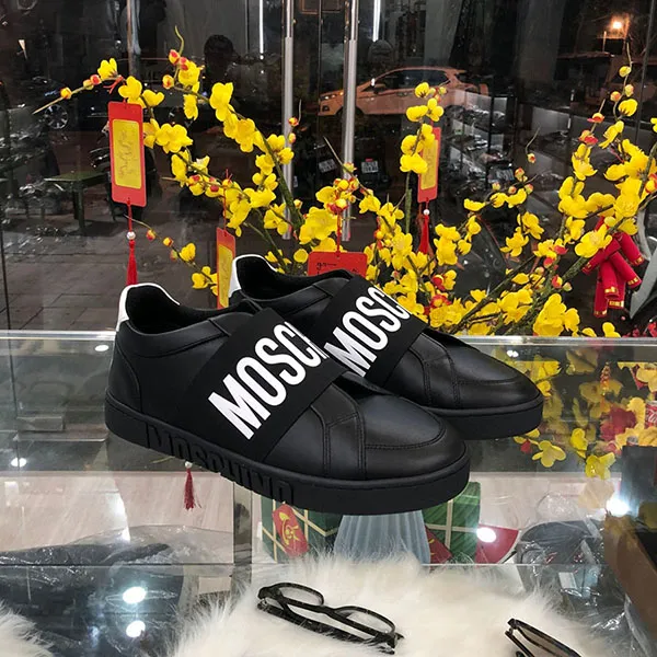Giày Slip On Nam Moschino MB15032G1EGA100A Màu Đen Trắng Size 41