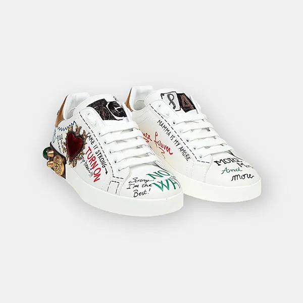 Giày Sneaker Nam Dolce & Gabbana D&G Trái Tim CS1759 Màu Trắng Size 41.5