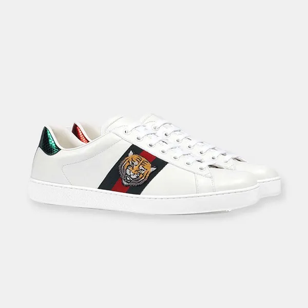 Giày Sneaker Nam Gucci Ace With Embroidered Tiger 4571332A38G09064 Màu Trắng Size 5.5
