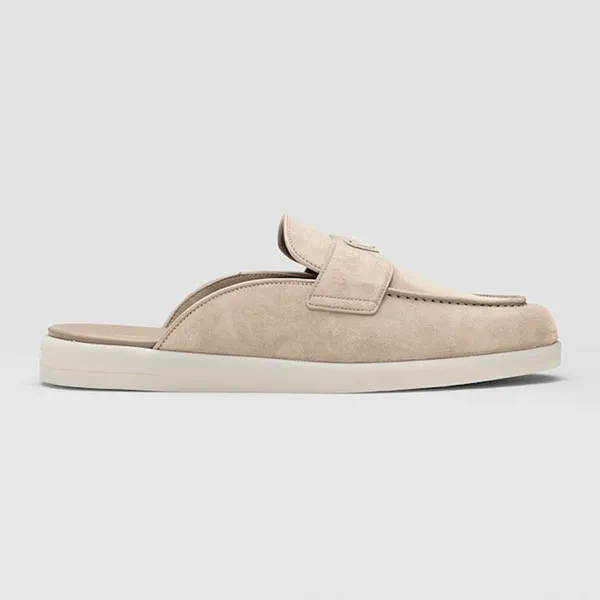 Giày Sục Nam Prada Suede Sabots Slippers 2DG125_103_F0F24 Màu Be - Giày - Vua Hàng Hiệu