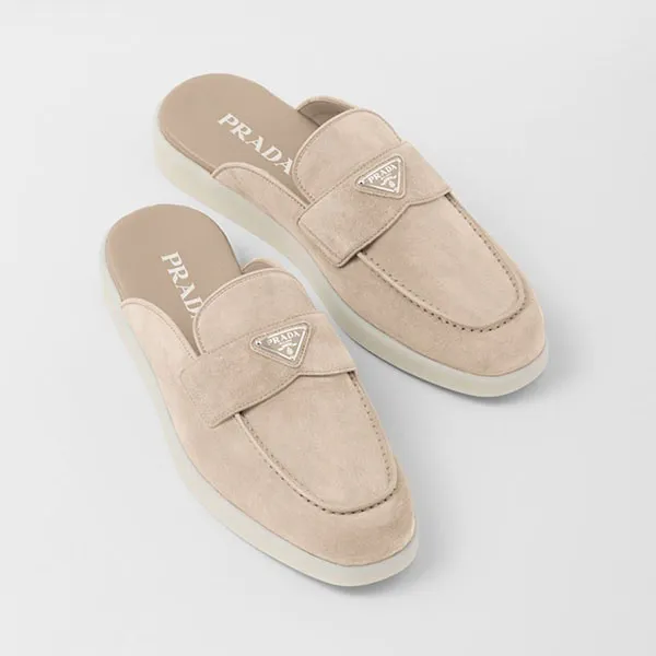 Giày Sục Nam Prada Suede Sabots Slippers 2DG125_103_F0F24 Màu Be - Giày - Vua Hàng Hiệu