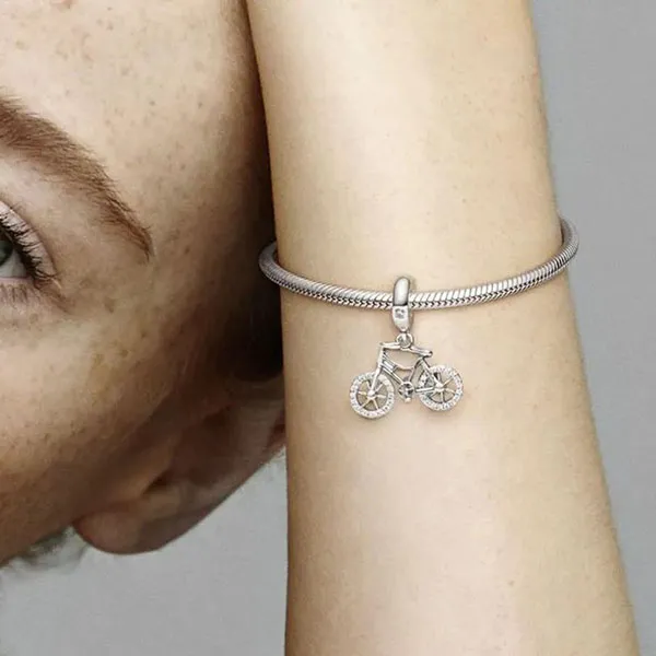 Hạt Vòng Charm Nữ Pandora Brilliant Bicycle Dangle 797858CZ Màu Bạc
