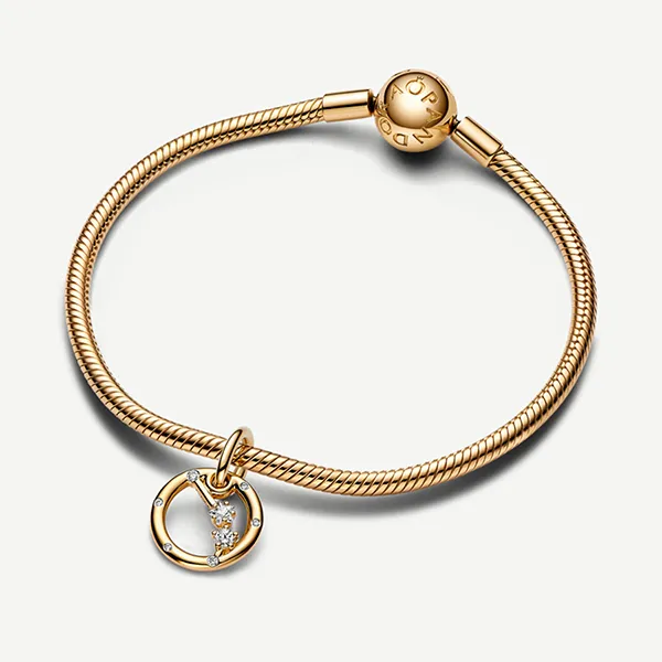 Hạt Vòng Charm Pandora Moments Móc Cài Chòm Sao Bạch Dương 762719C01 Màu Vàng