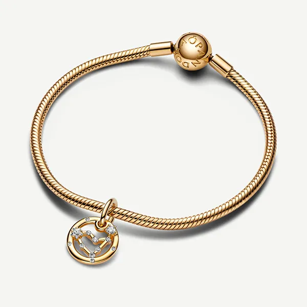 Hạt Vòng Charm Pandora Moments Móc Cài Chòm Sao Ma Kết 762720C01 Màu Vàng