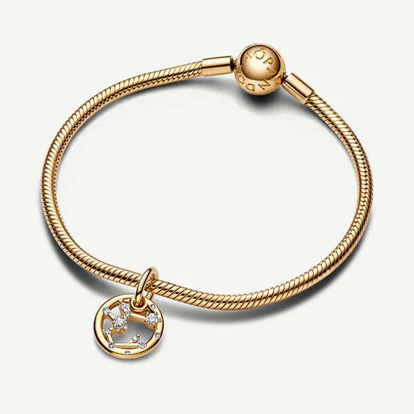 Hạt Vòng Charm Pandora Moments Móc Cài Chòm Sao Nhân Mã 762723C01 Màu Vàng
