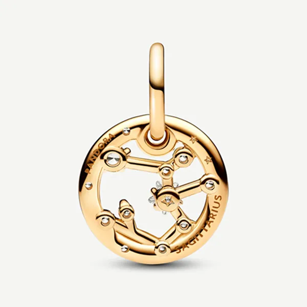 Hạt Vòng Charm Pandora Moments Móc Cài Chòm Sao Nhân Mã 762723C01 Màu Vàng