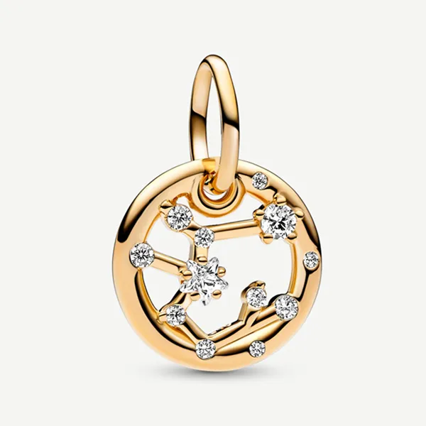 Hạt Vòng Charm Pandora Moments Móc Cài Chòm Sao Nhân Mã 762723C01 Màu Vàng