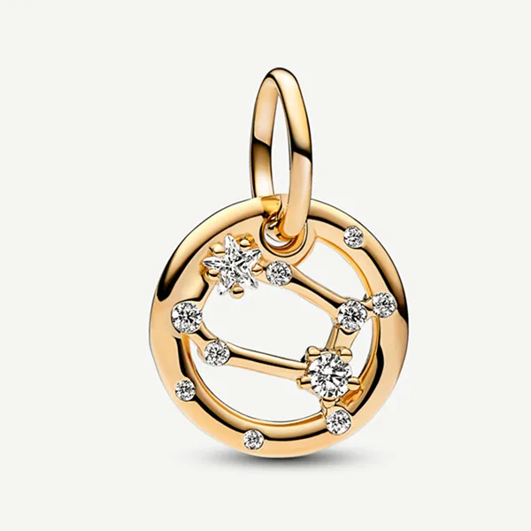 Hạt Vòng Charm Pandora Moments Móc Cài Chòm Sao Song Tử 762711C01 Màu Vàng