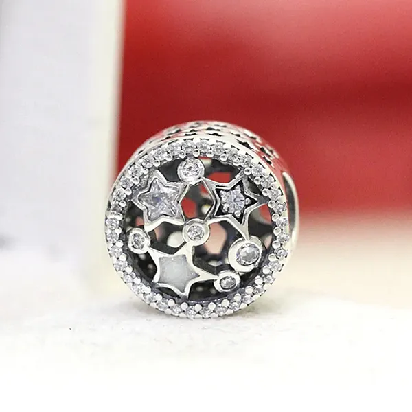 Hạt Vòng Charm Pandora Silver Illuminating Stars 796373CZ Màu Bạc