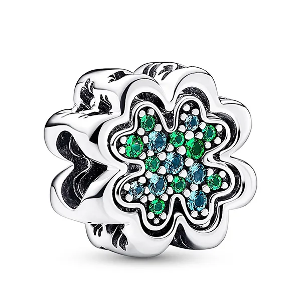 Hạt Vòng Charm Pandora Splittable Four Leaf Clover 792752C01 Màu Bạc/Xanh - Trang sức - Vua Hàng Hiệu