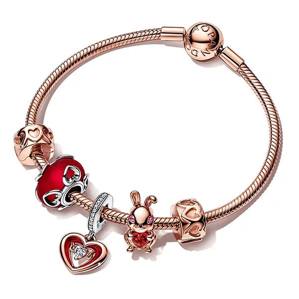 Hạt Vòng Charm Pandora Two-Tone Radiant Heart Dangle 782450C01 Phối Màu