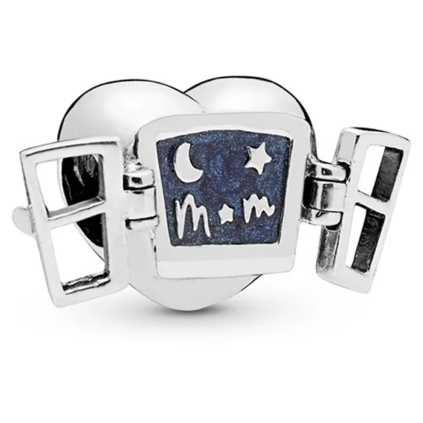 Hạt Vòng Charm Pandora Window Heart Charm 798006EN63 Màu Xanh Bạc