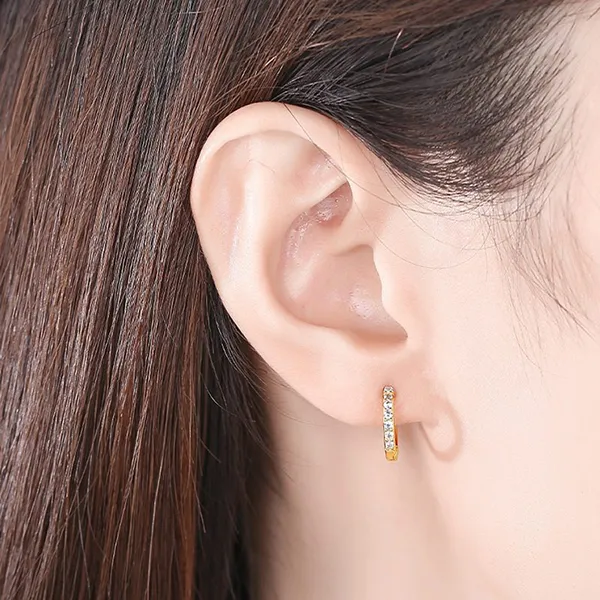 Khuyên Tai LiLi Jewelry Dạng Tròn Đính Đá CZ Cristy LILI_886531 Màu Vàng - Trang sức - Vua Hàng Hiệu